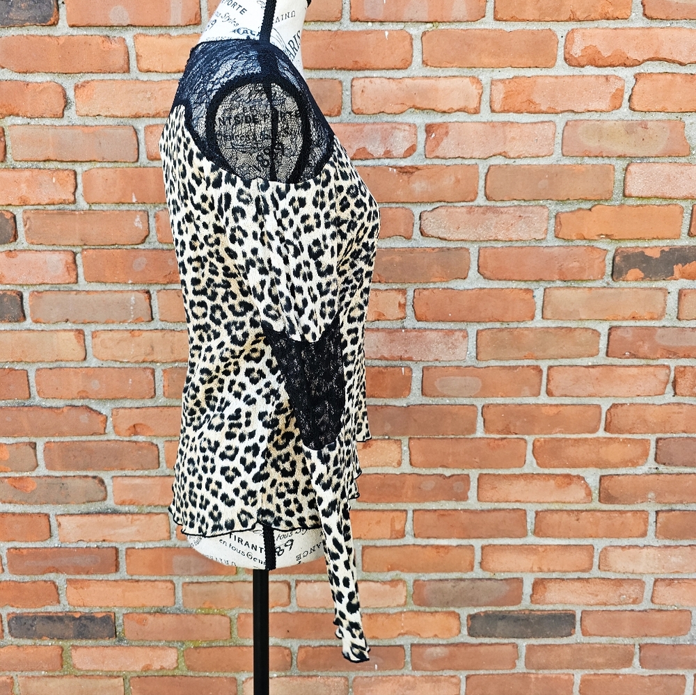 Zara Basic Leopard Print & Lace Long Sleeve Blous… - image 8